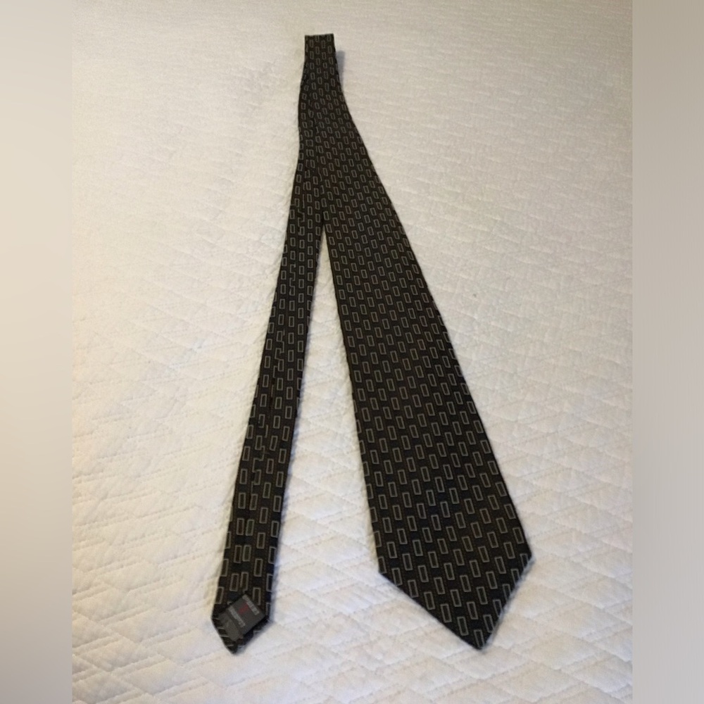 Robert Talbot Designer Silk Tie Best of Class Brown Geometric Made in USA